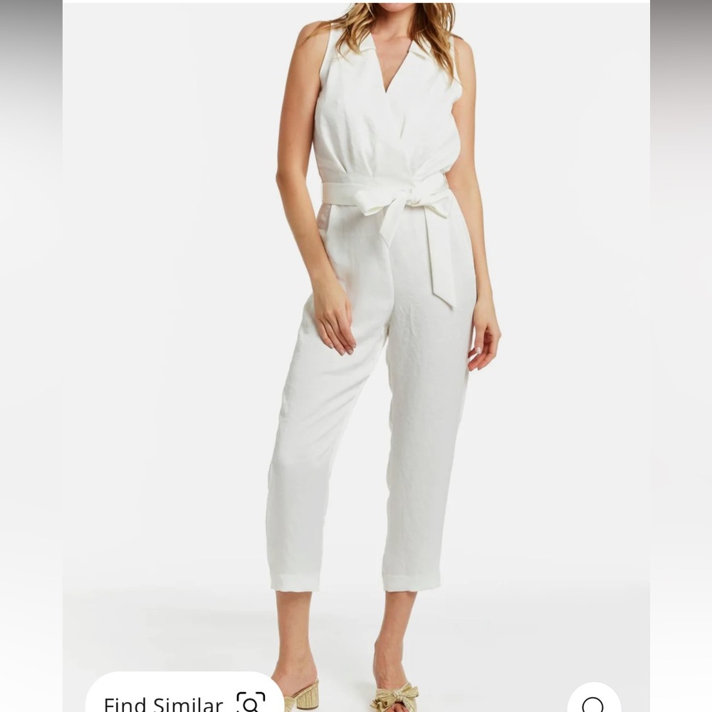 DREW Krya White/cream Wrap-Style Jumpsuit with Tie Waist